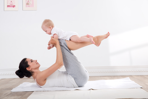 Mother and baby yoga